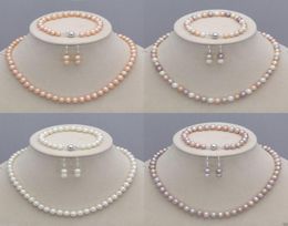 Ensemble de bijoux avec collier et boucles d'oreilles en perles de culture Akoya naturelles, 89mm, informati9785831