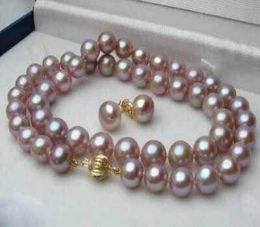Pendientes de collar de perlas cultivadas de Akoya moradas de 89 mm 18quot0125847565