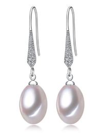 89 mm wit roze paars 100 natuurlijke zoetwaterparels oorbellen 925 zilveren zirkoon sieraden voor dames8267529