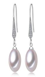 Boucles d'oreilles en perles d'eau douce naturelles, 89mm, blanc, rose, violet, 100, argent 925, Zircon, bijoux pour femmes, 1126170