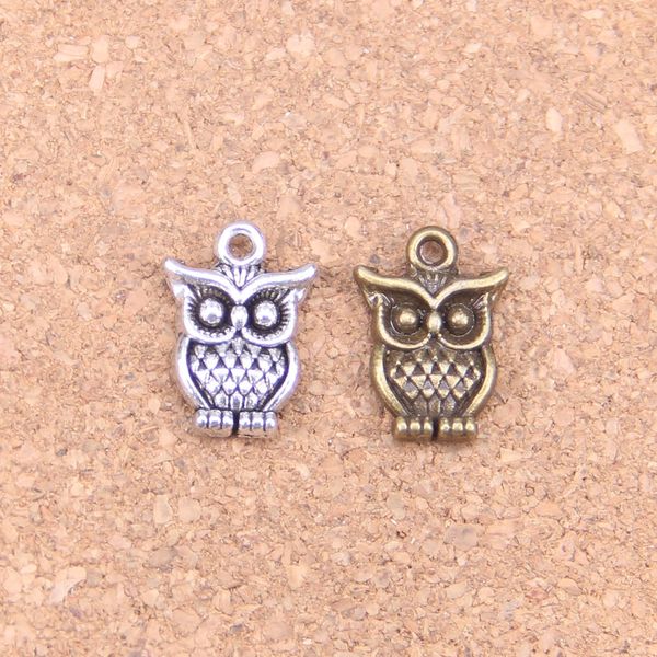 89 pièces Antique argent Bronze plaqué grands yeux hibou pendentif à breloques collier à faire soi-même Bracelet Bracelet résultats 16*12mm