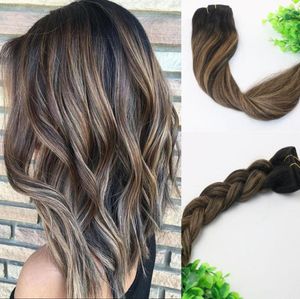 8A 7 stuks 120 gram Clip In Human Hair Extensions Balayage Ombre Donkerbruin Hoogtepunten Braziliaanse Menselijk Remy Haar Dikke End8001928