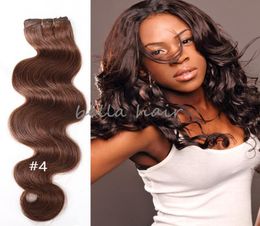 8A Body Wave 4 stukslot Braziliaanse Maleisische Indiase Peruaanse Donkerbruin Zwart Haar Weave Menselijk Haar Inslag Bella Hair9346069