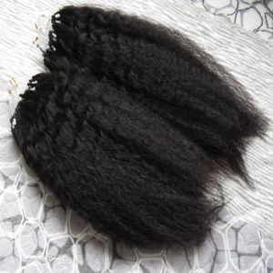 8A Brésilien grossier yaki Cheveux 1g Micro Double Boucle Extensions de Cheveux 200g 200s crépus droite Micro Anneau extensions de cheveux