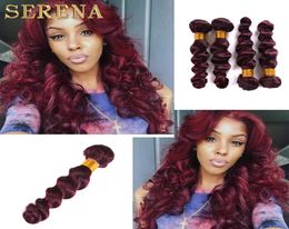 8a Braziliaanse losse golf rood haarbundels 4 stuks wijnrood bordeaux Braziliaans menselijk haarweefsel 99j Maagdelijke Braziliaanse losse Anuty Funmi 2497382