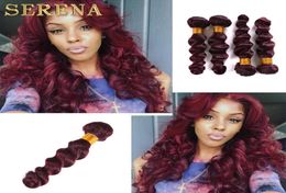 8a Paquetes de cabello rojo de onda suelta brasileña 4 piezas Vino tinto Borgoña Tejido de cabello humano brasileño 99j Virgen brasileña suelta Anuty Funmi 7215891