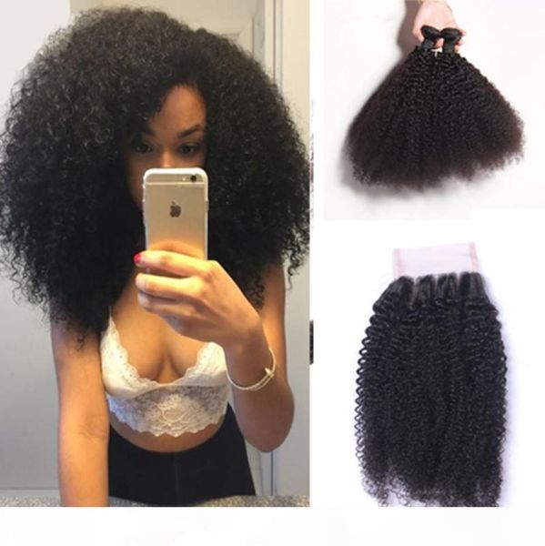 8A Grade Cheveux Brésiliens Kinky Curl Vierge Cheveux Humains Afro Kinky Weave 3 Bundles Non Transformés Couleur Naturelle Extensions de Cheveux Avec Clo8910355