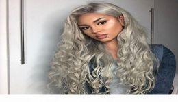 8A Grade Haar Pruik Braziliaanse Lijmloze Volledige Kant Pruiken Grijs Body Wave Menselijk Haar Kant Voor Pruiken Zwart Women2080498