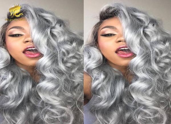 CABLA DE CABELA 8A PELO Brasil Brasil Peluca de encaje completo de encaje completo 1B Oveja ombre gris Cabello humano Pelucas delanteras Mujeres negras6664145