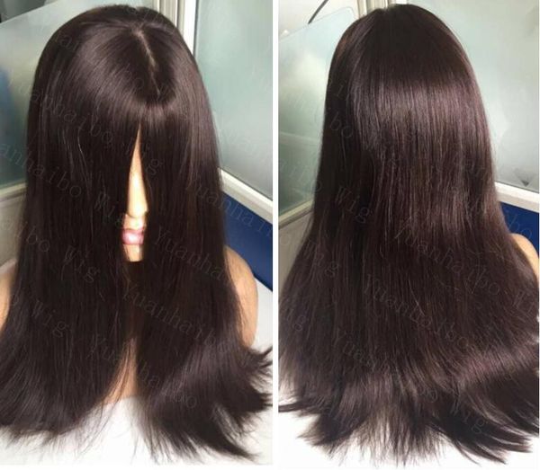 Couleur brun foncé 10a de qualité # 2 Fine Sheitels 4x4 Silk Top Wig Finest Fine Vierge Vierge Human Human Wigs Fast Express Livraison Express