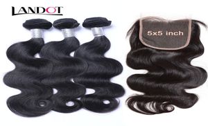 8a Human Hair Weave 3 bundels met 5x5 kanten sluitingen onbewerkte maagdelijke Braziliaanse Peruaanse Maleisische Indiase lichaamsgolf Remy Mink EX1754462