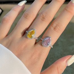 8a Ice Flowers Zirconia Designer Ring For Woman 925 Sterling zilveren luxueuze sieraden ringen water drop roze geel witte liefde diamant wo ring met geschenkdoos maat 6-9