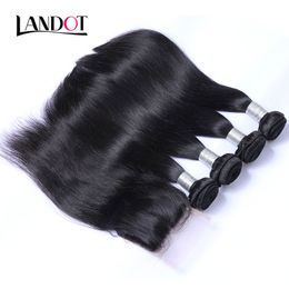 8A Mongoolse Virgin Straight Haarbundels met Kantsluiting 100% Mongoolse Remy Menselijk Haar Weeft Sluitingen Natuurlijke Kleur 1b Can Bleach Dye