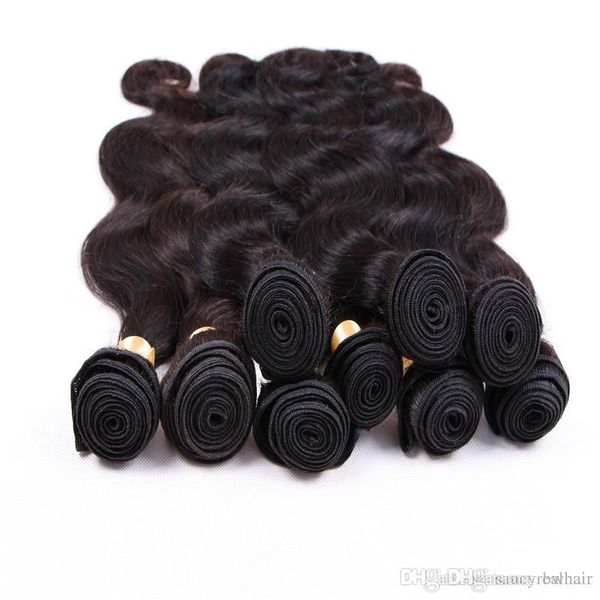 8A Onda del cuerpo peruano Cabello virgen 4 paquetes Brasileño Indio Malasia Cabello humano teje Cabello teñible Color natural Paquete de 100 g