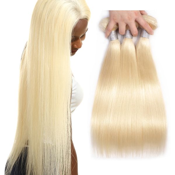 10A Vente Chaude De Haute Qualité Brésilienne Vierge Cheveux Platine Cheveux Brésiliens Soie Droite 613 # Blonde couleur tressage cheveux livraison gratuite