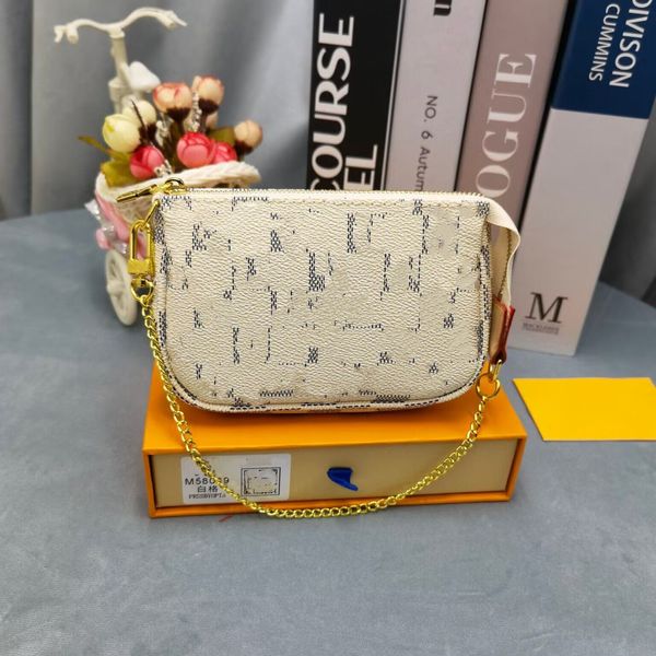 8a qualité authentique épaule en cuir pochette accessoires sacs mini-piste de toile de toile à femmes emblématiques embrayage portefeuille zippy portefeuille sac à main