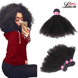 Onbewerkte Braziliaans menselijk haar weefsel afro kinky krullend menselijk haar 3 stcs/lot 8 "-20" natuurlijke kleur menselijke haarextensies gratis verzending