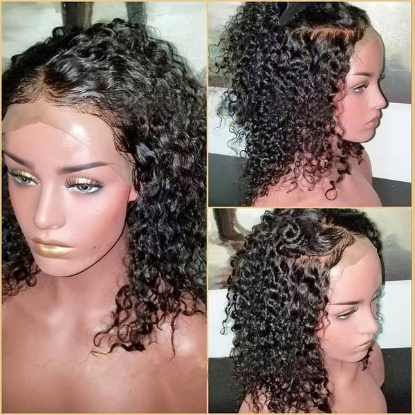 Perruque Lace Front Wig Remy brésilienne ondulée 8A, cheveux humains vierges, tissage de cheveux humains, densité 360, 16 pouces, pre-plucked, densité 130 %