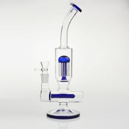 12 "Verre Bong 8 ARM Percolator Recycleur Type d'eau PEAU PERC TOBAC TAUX TAUX TAUX TAUX TAUX DE BUBILLER DABBER DABBER BONGS BONGS 14MM BOL