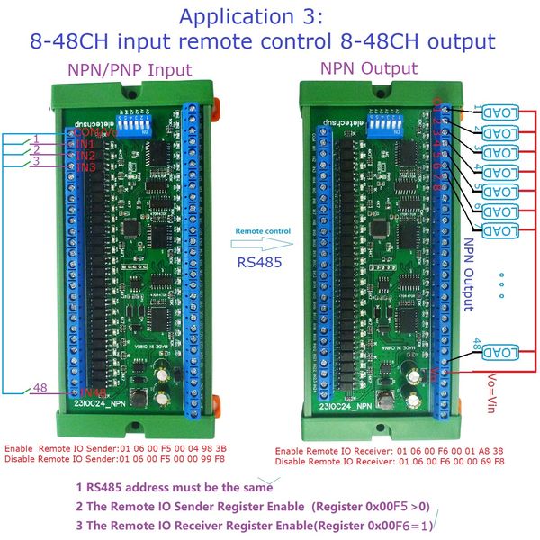 8CH DC12V 24V NPN o entrada PNP y 8CH NPN 300MA Salida de relé de estado sólido MODBUS RTU RS485 Módulo IO