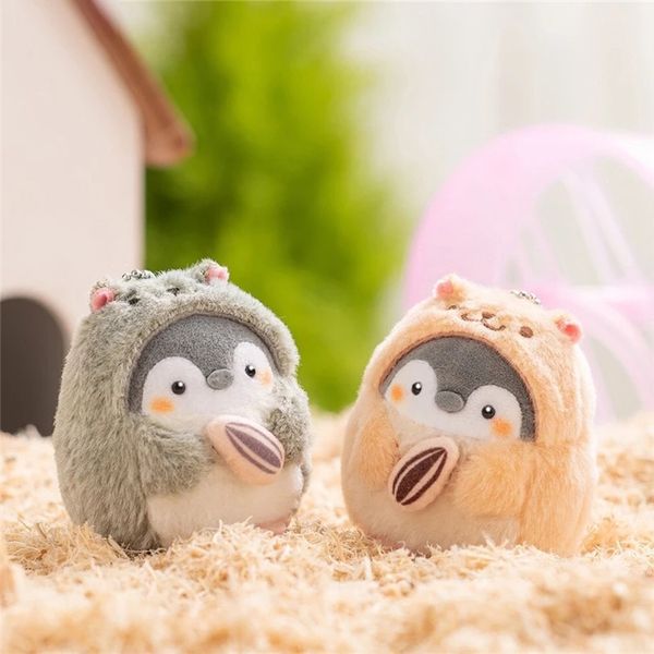 8cm / 12cm mignon pingouin peluche poupée nouveau dessin animé koupen chan animal peluche toys kawaii hamster key chaîne bag ring sac pendentif pour filles la411