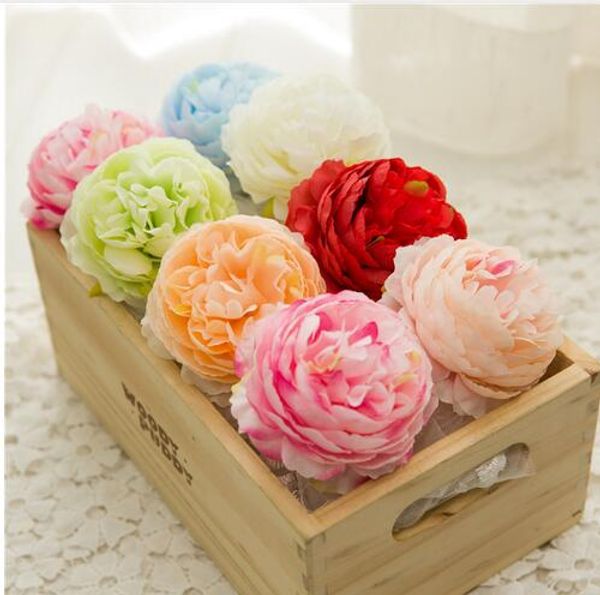 8 cm artificielle Rose soie pivoine capitules fleur mur accessoires bricolage vitrine Simulation fausses fleurs décoration de mariage 100pcs/loGB221