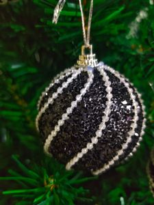 8 cm de fil noir et blanc afflux de Noël de la balle de Noël décoration de baule pendentielle