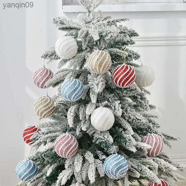 8 cm Bolas de Navidad Perlas Árbol de Navidad Colgantes Colgantes Decoraciones navideñas para Fiesta en casa Feliz Año Nuevo Alta calidad L230626