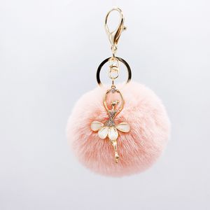 8 cm mignon danse ange porte-clés pendentif femmes porte-clés pompons cadeaux sac accessoires