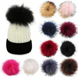 8 cm faux Hirball Hat Ball Diy Luxury Fur Faux Fox Fox Handmade Hails Multicolor Tritted Hat Clothing Accessoires avec Rubber Band