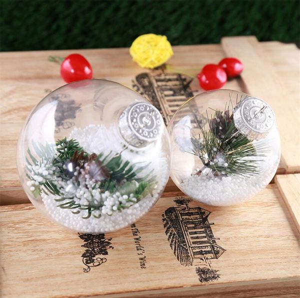 8 cm suspendus en plastique transparent boule de noël boules de sphère creuses transparentes pendentif de cheminée d'intérieur