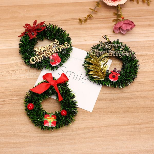 8cm Mini Couronne de Noël DIY DIY DÉCORATIONS DE NOIND SANTA BAUBLE GARLAND GARLAND GOOR NOUVELLE NOUVIDAD Decoration