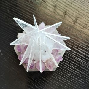 8cm Natural Selenite Bloemgeschenken met Amethist Crystal Healing Crystals voor Woondecoratie