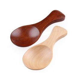 Cuchara de madera Natural para café, té, azúcar, sal, cuchara, utensilio de cocina, Mini cucharas para condimentos de madera, 8cm