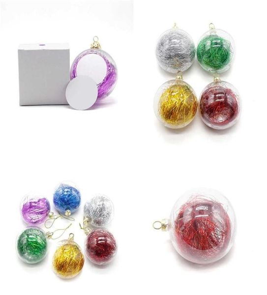 8 cm Boules de Noël en plastique DIY sublimation Blank paillettes Bauble Ornement d'arbre de Noël à l'intérieur du clin d'œil Clear PC Ball Party décor Therma2941597