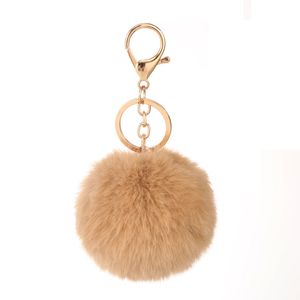 8cm Pompom Charms Keychain Rings Bag Car Keyringhouder Gold Key Chains Pompons Fake Faux konijn Fur Diy Pom Poms Balls Fashion Design Women Bag Pendant Sieraden Geschenken