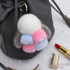 8 cm vraie fourrure lapin poupée jouet breloque pour sac porte-clés accessoires téléphone sac à main