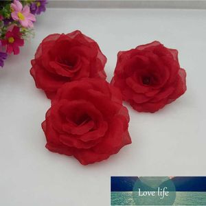 8cm rouge rose fleur tête de soie fleurs artificielles pour la décoration de mariage de mariage fleur bricolage guidon décoratif fausses fleurs