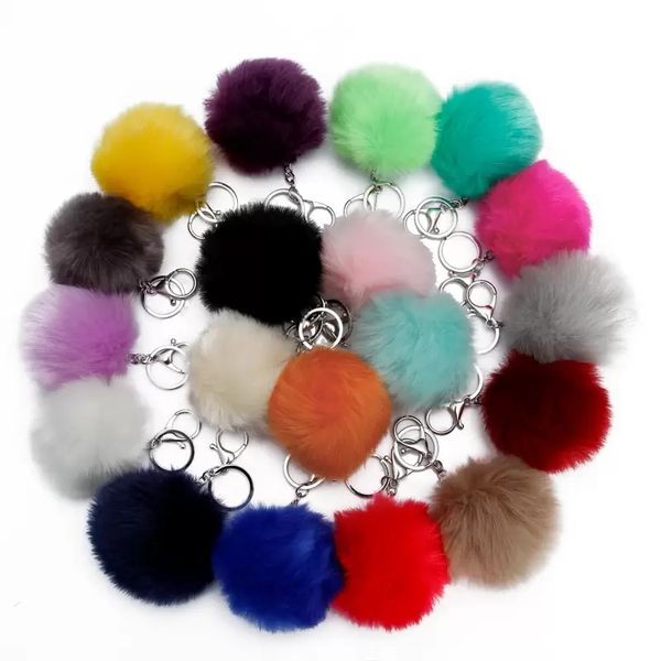 8 cm bibelot pompons porte-clés fausse fourrure de lapin porte-clés moelleux porte-clés bibelots Pom Pom porte-clés pendentif cône voiture boule de cheveux sac accessoires