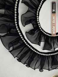 8 cm de large orgue de large garniture en dentelle en tulle plille perlé pour les robes de bricolage à franges même en tissu à volants accessoires de couture