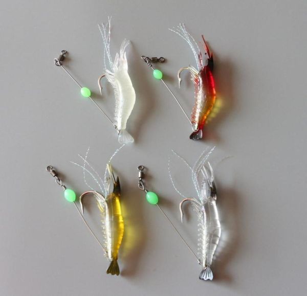 8cm57g leurre de pêche souple crevette appât artificiel lumineux leurres de pêche appâts avec perles lumineuses 3097775