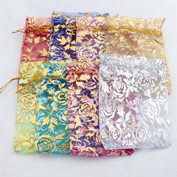 8 couleurs 9X12 cm or Rose Design Organza bijoux pochettes sacs sac de bonbons GB038 sell205h