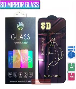 Protecteur d'écran de téléphone en verre trempé miroir de beauté 8D pour iphone 14 13 12 MINI 11 pro max SE XR X XS 8 7 6 avec boîte de vente au détail 5435296