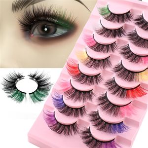 8D Faux Cils Extension Réutilisable Wispy Épaisse Bande De Couleur Cils Dramatique En Gros Fluffy Eye Lash Pour La Beauté