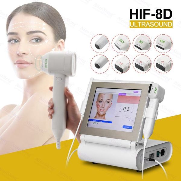 8D HIFU Ultrasound Face Lift Machine anti-âge 8 cartouches SMAS Rajeunissement de la peau Corps Minceur Anti-rides Équipement de salon de beauté