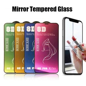 8D Spiegel Screen Protectors voor IPhone 13 Pro Max 12 Mini X XR SE Make-up Spiegel Gehard Glas voor IPhone 11 PRO XS MAX 8 7 Plus Nieuw