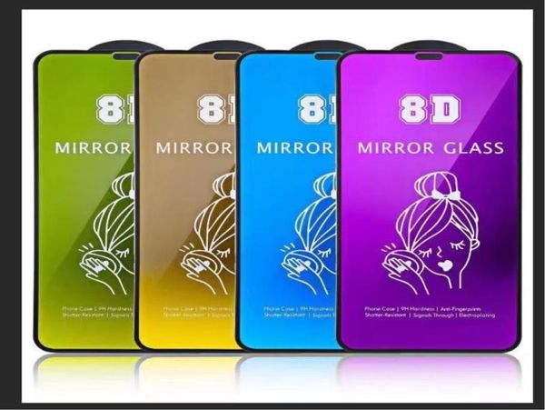 8D Mirror Tempered Glass Protectores para iPhone 14 13 Pro Max 12 Mini XR XS XS Maquillaje Maquillaje para teléfono inteligente 11 8 7 Plus4041427