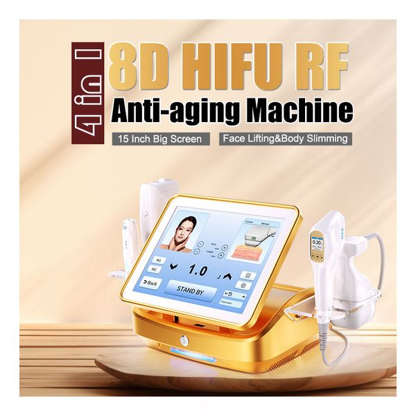 8D RF HIFU Facial RF Lifting du visage Rajeunissement de la peau Élimination des rides 4 poignées Mise en forme du corps Minceur Machine de beauté multifonctionnelle