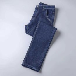 8EL9 Jeans masculins wtHinlee New Business Mens Casual Stretch Stretch Classic Blue Black Travail Denim Pantalons masculins Brand Vêtements D240417