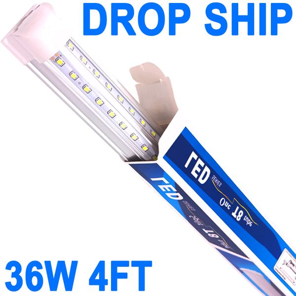 2,4 m 36 W 6 500 K blanc froid, luminaire d'atelier LED, tube LED T8 intégré de 1,2 m, forme en V, haut rendement, connectable, éclairage de garage à brancher en entrepôt USA STOCK crestech